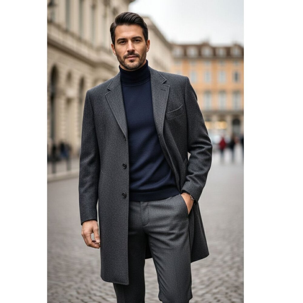 Canali Exclusive 100% Pure Cashmere Overcoat, Italian, Mens Size 44 US / IT 54